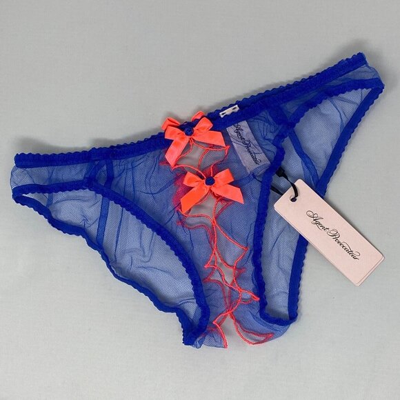 Agent Provocateur Lorna Blue Neon Pink Ouvert Brief NWT